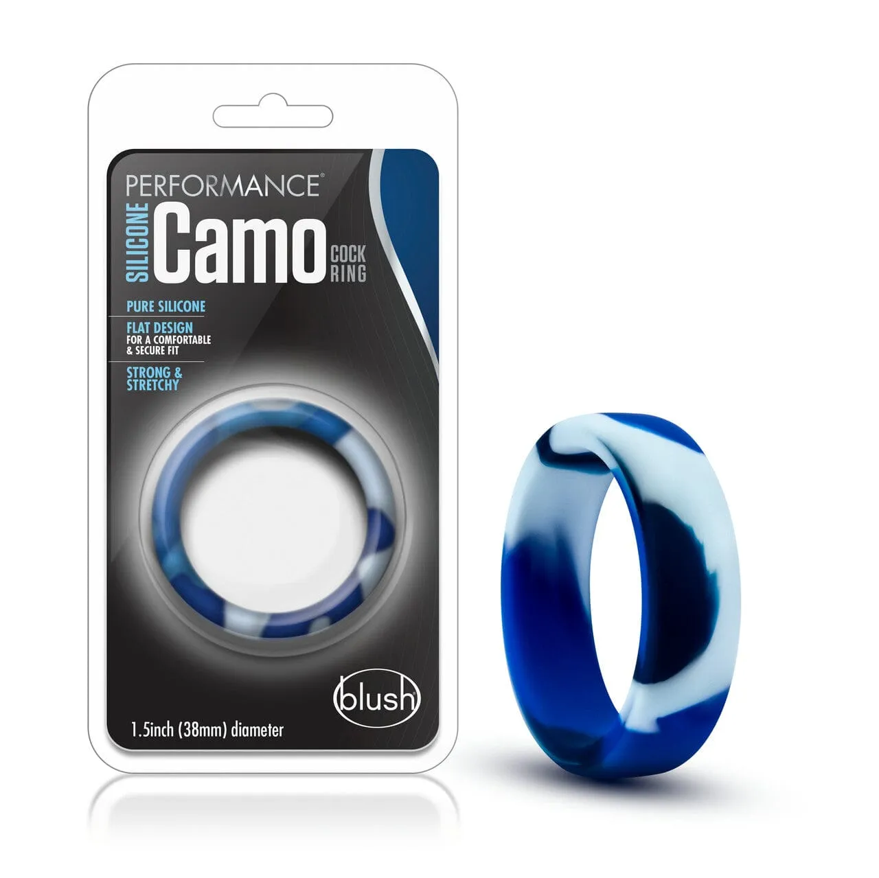 Blush Performance Blue Camouflage Silicone Camo Cock Ring