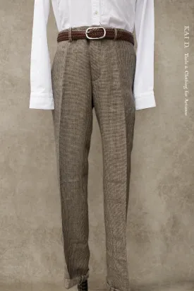 Borough Pants - Tan Linen Houndstooth - 30