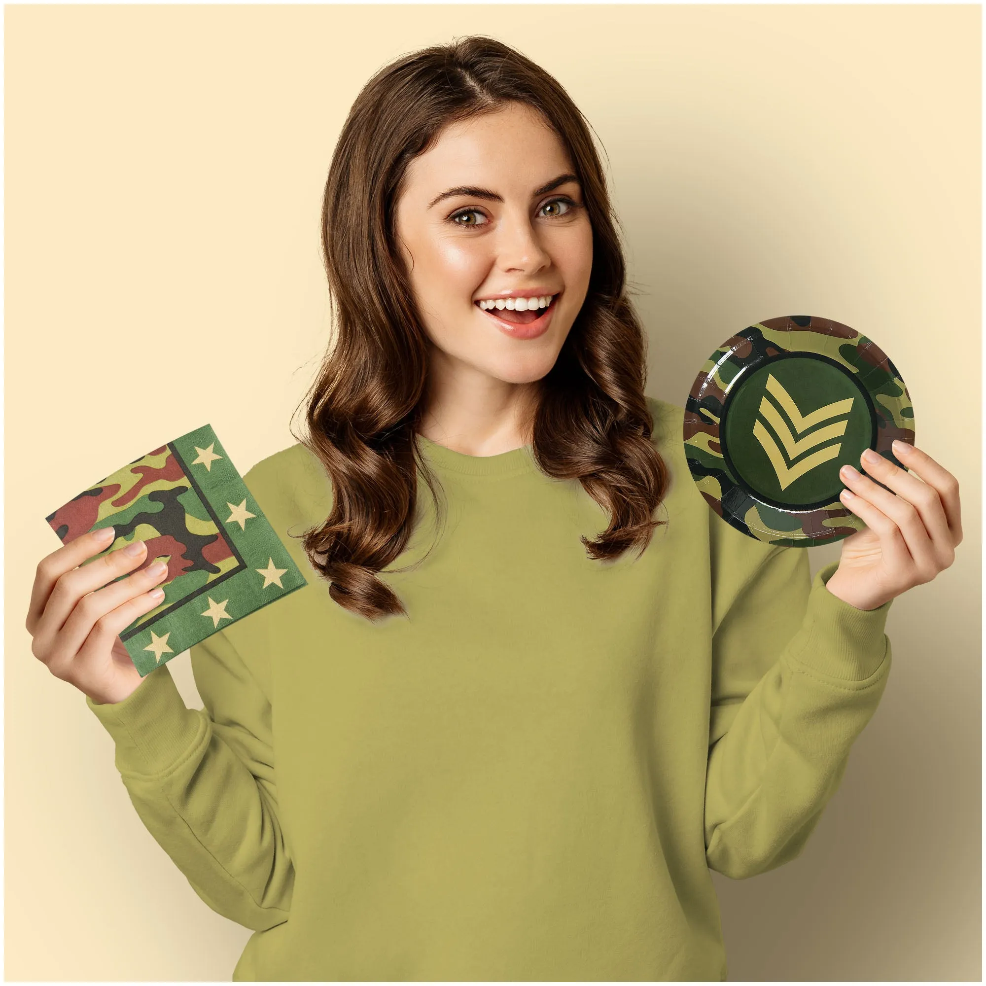 Camouflage Party Supplies for Army & Camo Parties - Plates, Napkins, Cups, & Table Cover