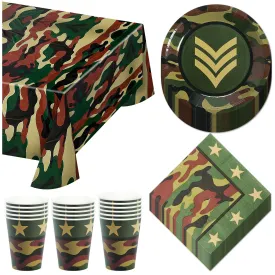 Camouflage Party Supplies for Army & Camo Parties - Plates, Napkins, Cups, & Table Cover