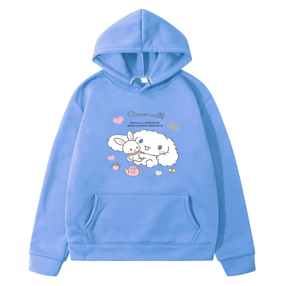 Cinnamoroll Children's Hoodies Sweatshirts Kawaii Sanrio Pullover Fashion Anime Cartoons Casual Clothes Girls Boy Kids Warm Tops