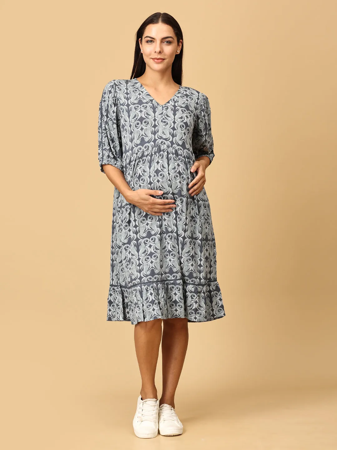 Darling Escape Maternity and Nursing Tier Dress