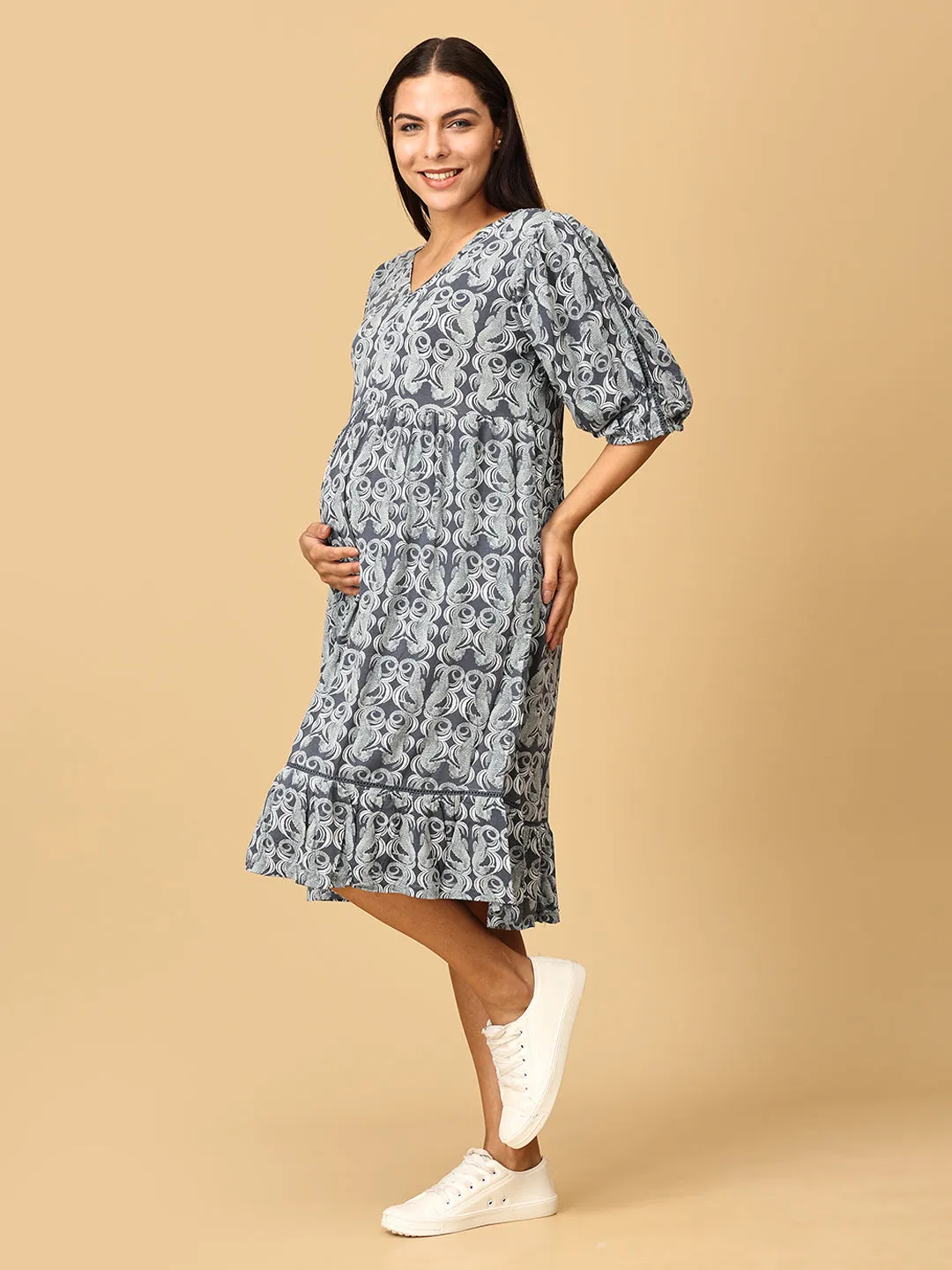 Darling Escape Maternity and Nursing Tier Dress
