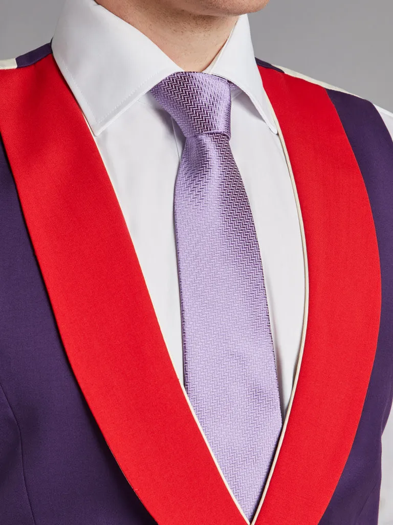 Double Breasted Wool Vest With Piping - Royal Red