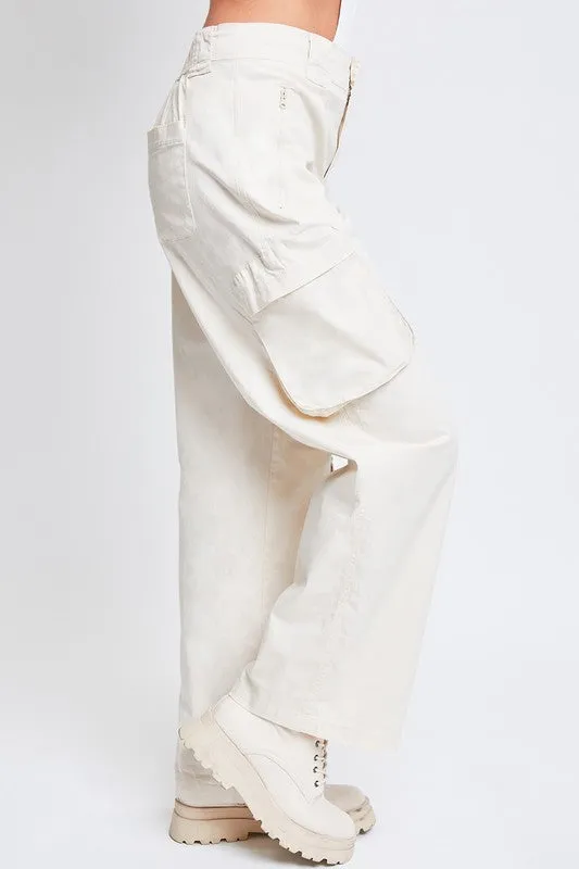 Ecru-Ecru Junior High-Rise Relaxed All Day Cargo Pants