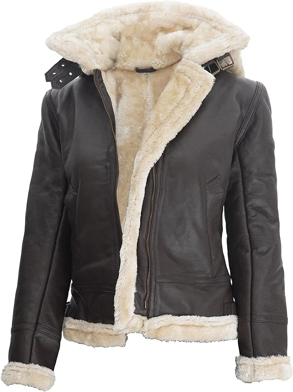 fjackets Leather Sherpa Jackets For Womens - Real Lambskin Shearling Jacket Womens