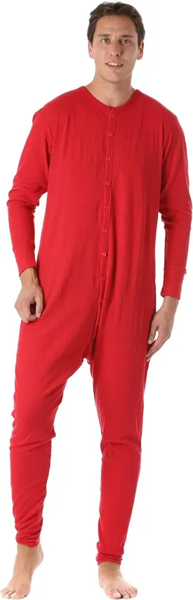 #followme Men's Solid Thermal Henley Adult Onesie