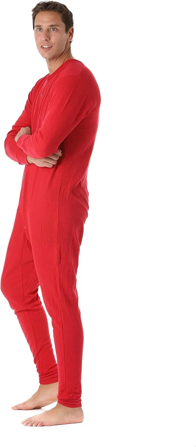 #followme Men's Solid Thermal Henley Adult Onesie