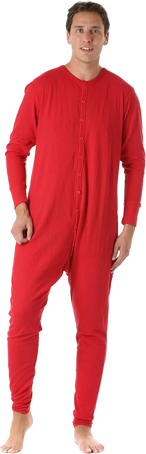 #followme Men's Solid Thermal Henley Adult Onesie