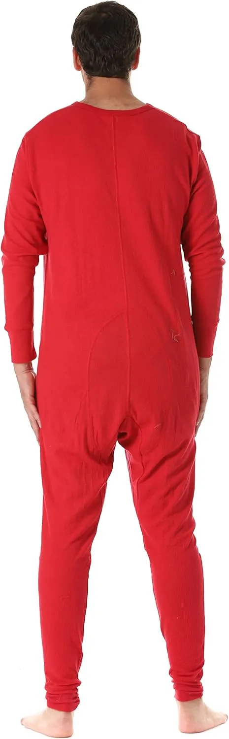 #followme Men's Solid Thermal Henley Adult Onesie