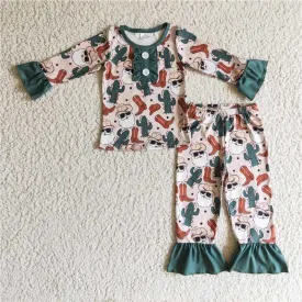 girls Xmas Western Pajamas sets GLP0291