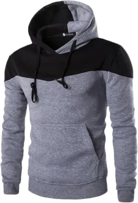 GPCHAN Men's Novelty Hoodies Sweatshirt Long Sleeve Color Block Hoodie Pullover Sweaters with Kangaroo Pocket