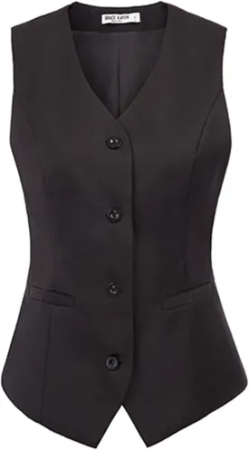 GRACE KARIN Women's V-Neck Slim Fit Office Bottoned Dressy Suit Vest Waistcoats