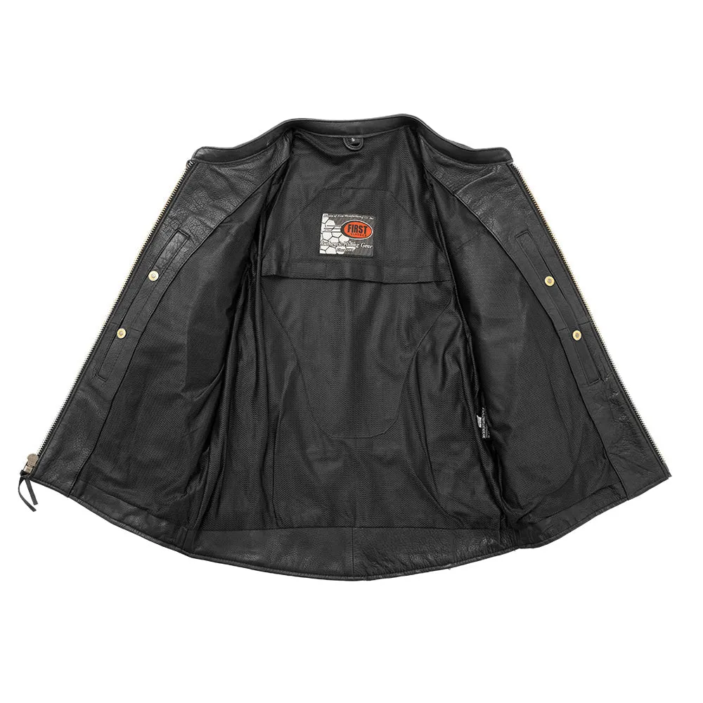 Indy Men's Motorcycle Leather Jacket - Black