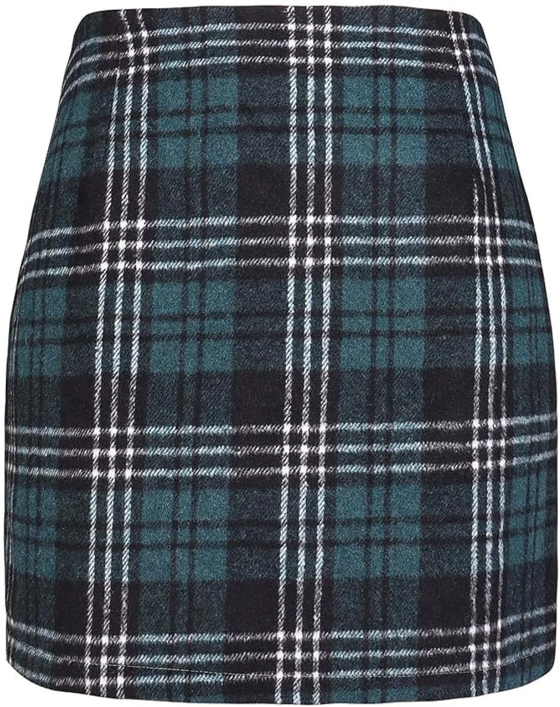 Islis Women's Wool Plaid Mini Skirts 2024 Fall Winter High Waist Zipper Bodycon Pencil Short Skirt