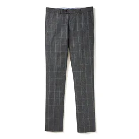 Italian Wool Dress Pants - Grey Light Blue Windowpane
