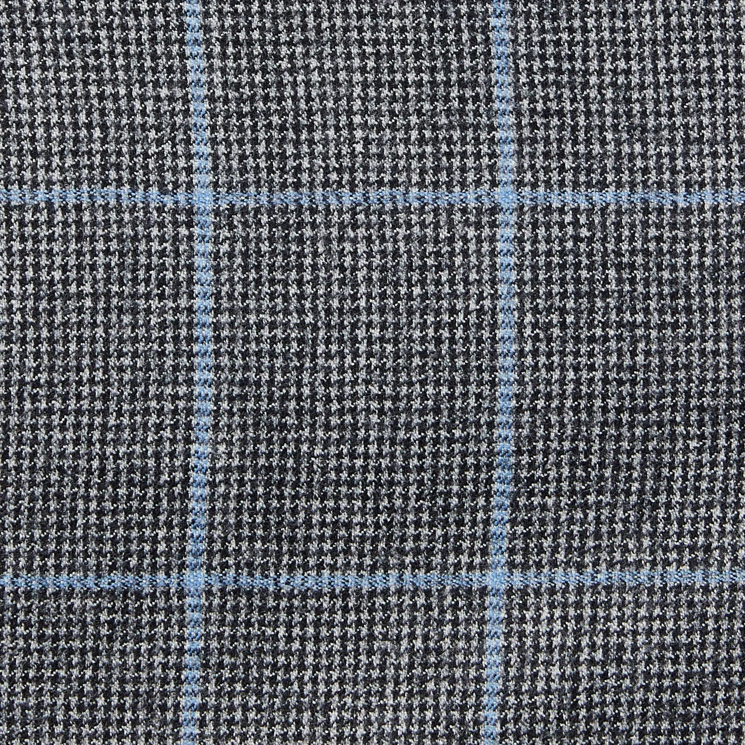 Italian Wool Dress Pants - Grey Light Blue Windowpane