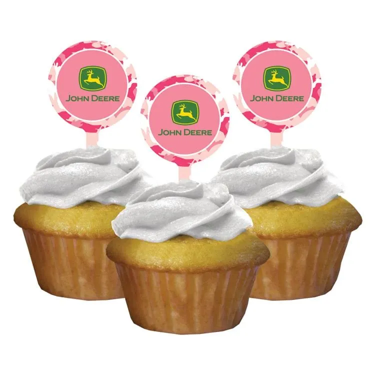 John Deere Pink Camouflage Cupcake Topper