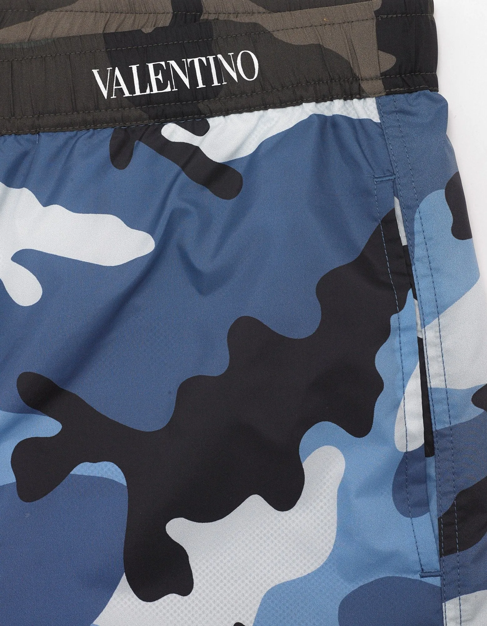 Light Blue Camouflage Print Swim Shorts