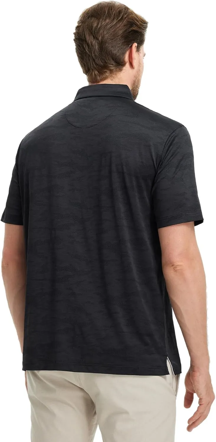M MAELREG Golf Shirts for Men Short Sleeve Heather Jacquard Textured Stretch Moisture Wicking Performance Mens Polo Shirts