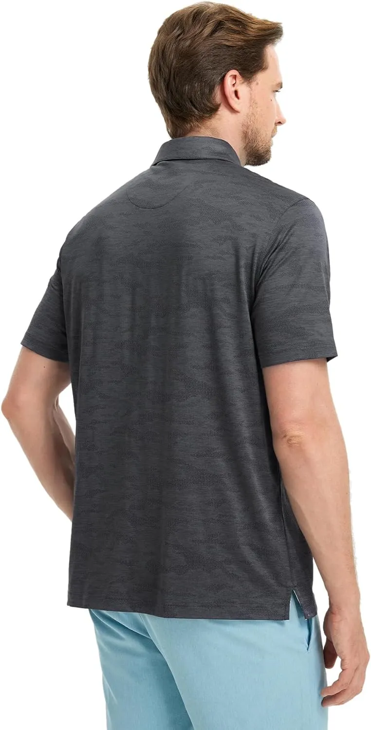 M MAELREG Golf Shirts for Men Short Sleeve Heather Jacquard Textured Stretch Moisture Wicking Performance Mens Polo Shirts