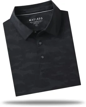 M MAELREG Golf Shirts for Men Short Sleeve Heather Jacquard Textured Stretch Moisture Wicking Performance Mens Polo Shirts