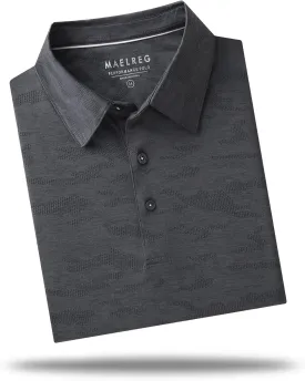 M MAELREG Golf Shirts for Men Short Sleeve Heather Jacquard Textured Stretch Moisture Wicking Performance Mens Polo Shirts