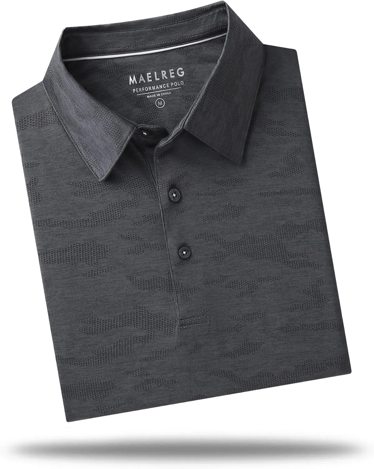M MAELREG Golf Shirts for Men Short Sleeve Heather Jacquard Textured Stretch Moisture Wicking Performance Mens Polo Shirts