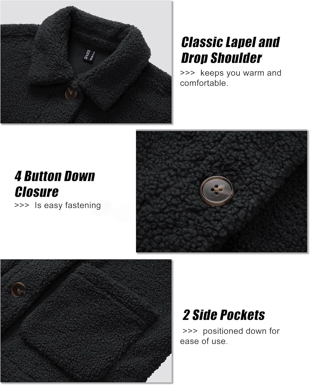 MAGCOMSEN Womens Sherpa Fleece Jackets Fuzzy Warm Winter Jackets Button Down Coat Long Sleeve Outwear with Pockets