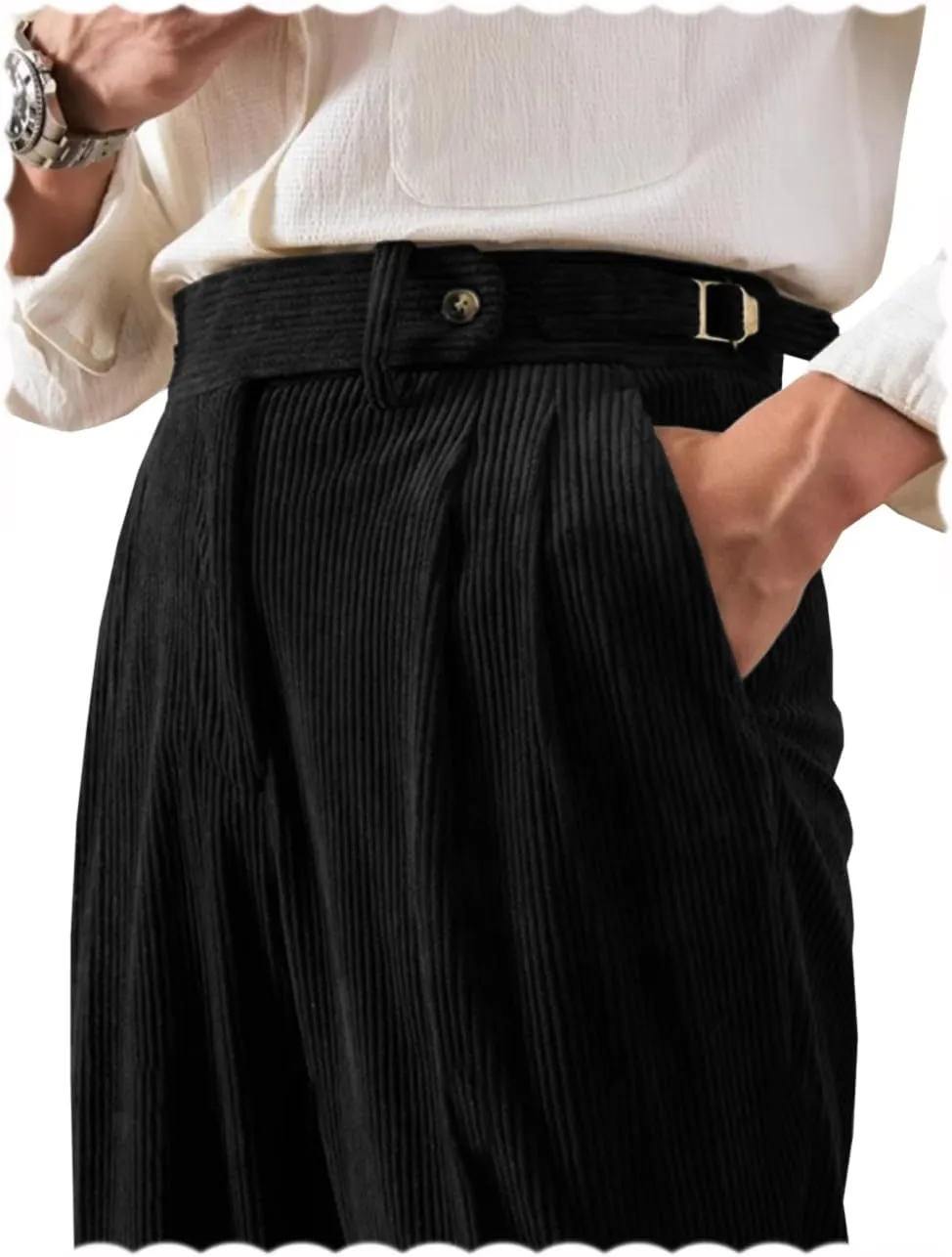 Men's Pants Corduroy Tailored Classic Fit Winter Stretchy Casual Corduroy Dress Pants