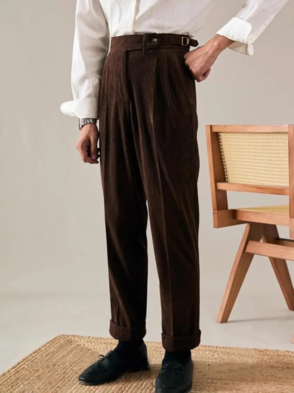 Men's Pants Corduroy Tailored Classic Fit Winter Stretchy Casual Corduroy Dress Pants