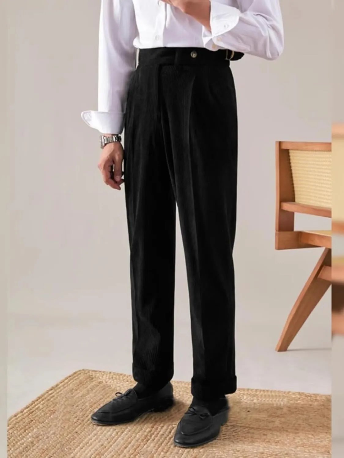 Men's Pants Corduroy Tailored Classic Fit Winter Stretchy Casual Corduroy Dress Pants