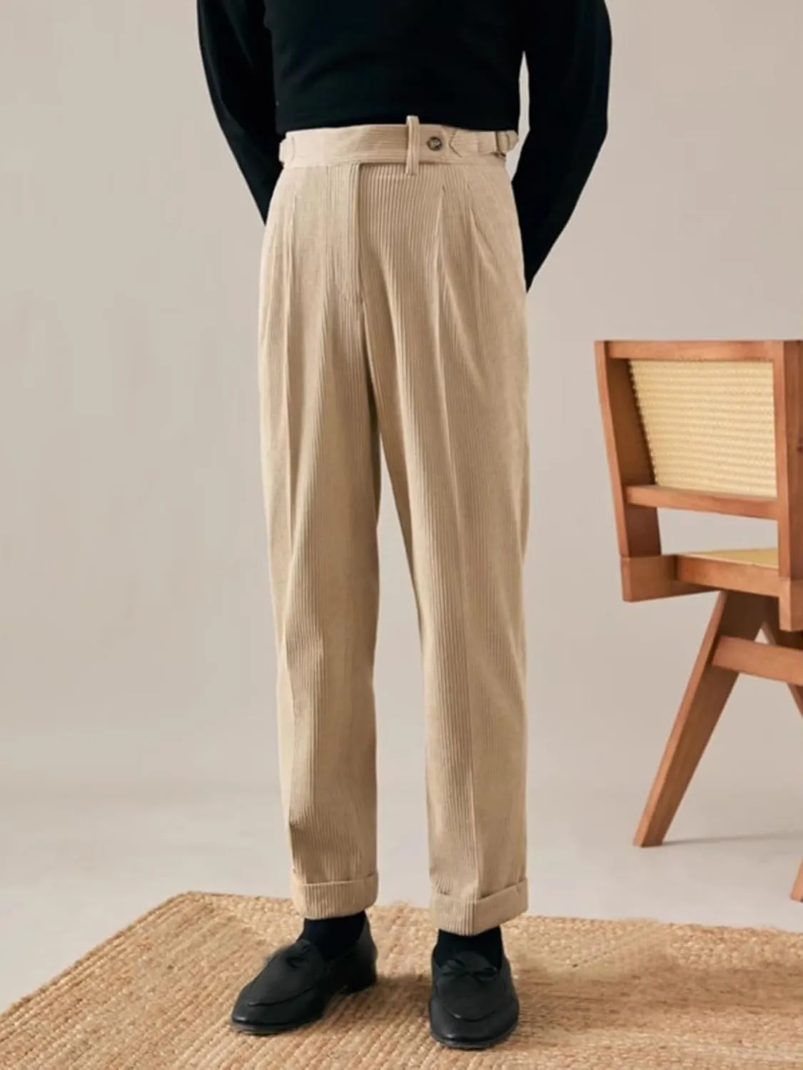 Men's Pants Corduroy Tailored Classic Fit Winter Stretchy Casual Corduroy Dress Pants