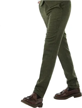 Men's Plaid Tweed Herringbone Suit Pants Casual Wool Vintage Dress Trousers
