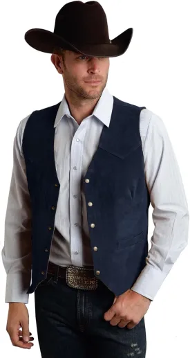 Men's Suede Leather Vest Vintage Cowboy Style Sleeveless Jacket Slim Fit Wedding Waistcoats