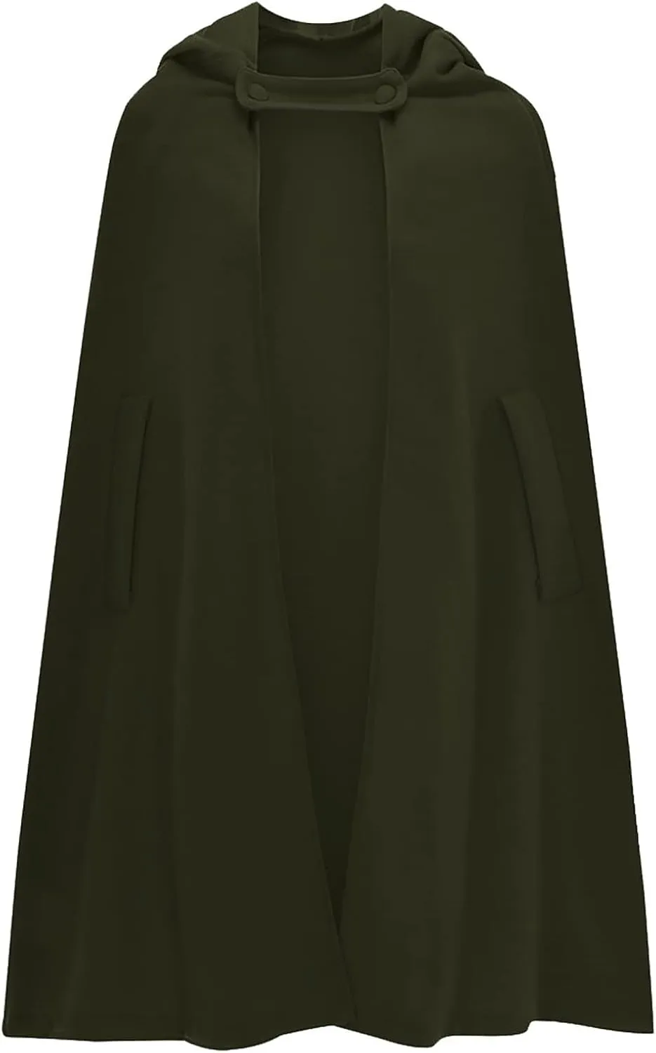 NATHGAM Women's Wool Blend Hooded Capes Baggy Fall Winter Windproof Cloaks Plus Size Cute Thicken Warm Maxi Cardigan Coats