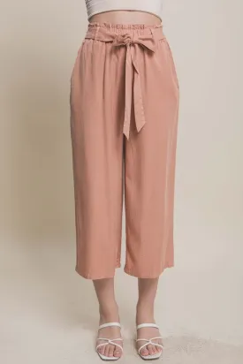Persimmon High Rise Tie Waist Tencel Paperbag Pants