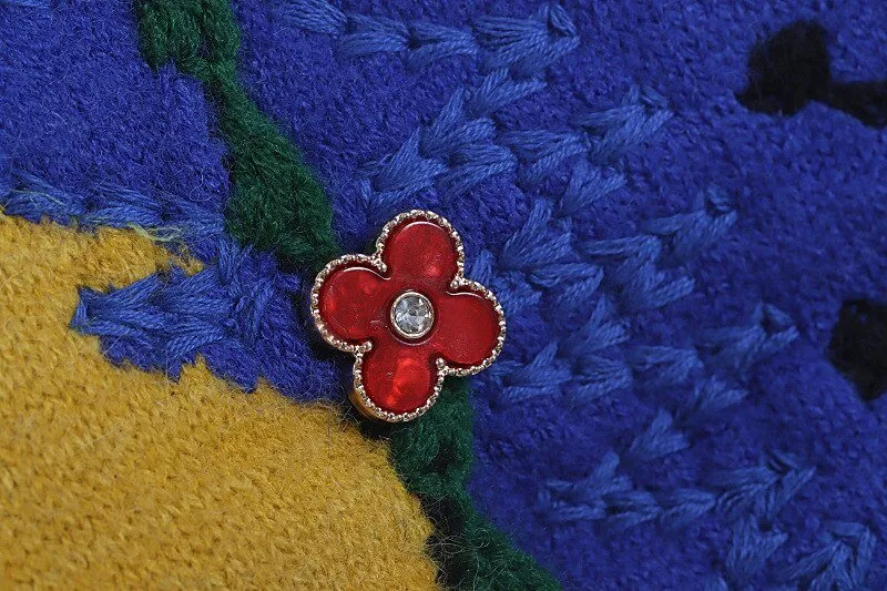 Pre Order:  Flower Buttons Embroidery Knit Cardigan