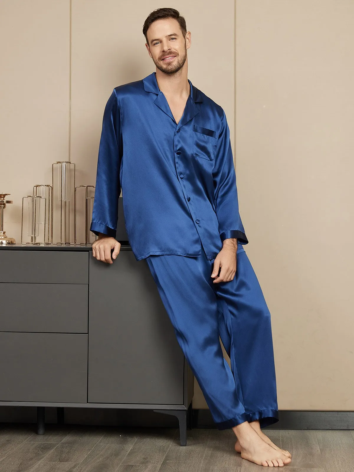 Pure Silk Long Sleeve Men's Pyjamas