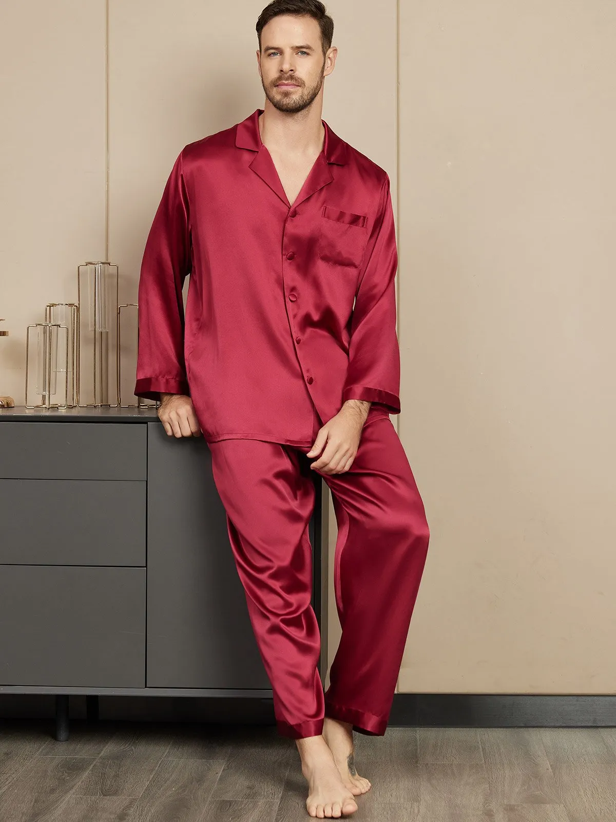 Pure Silk Long Sleeve Men's Pyjamas