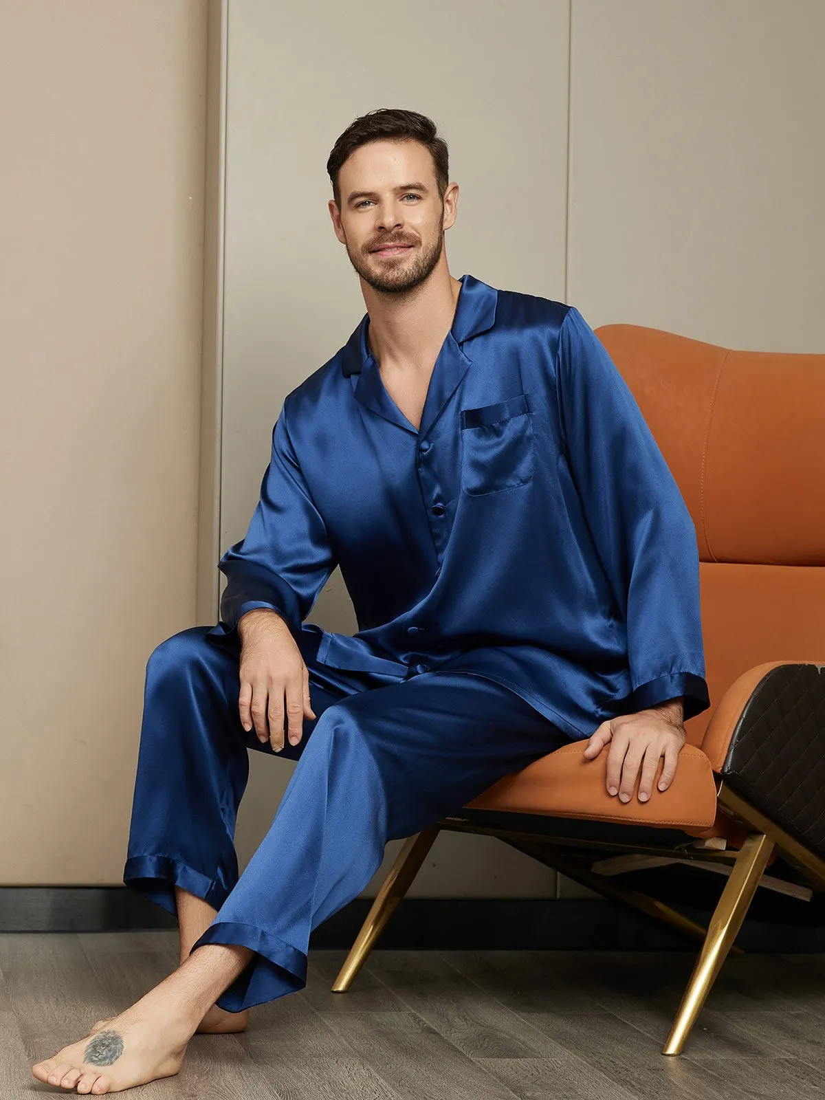 Pure Silk Long Sleeve Men's Pyjamas