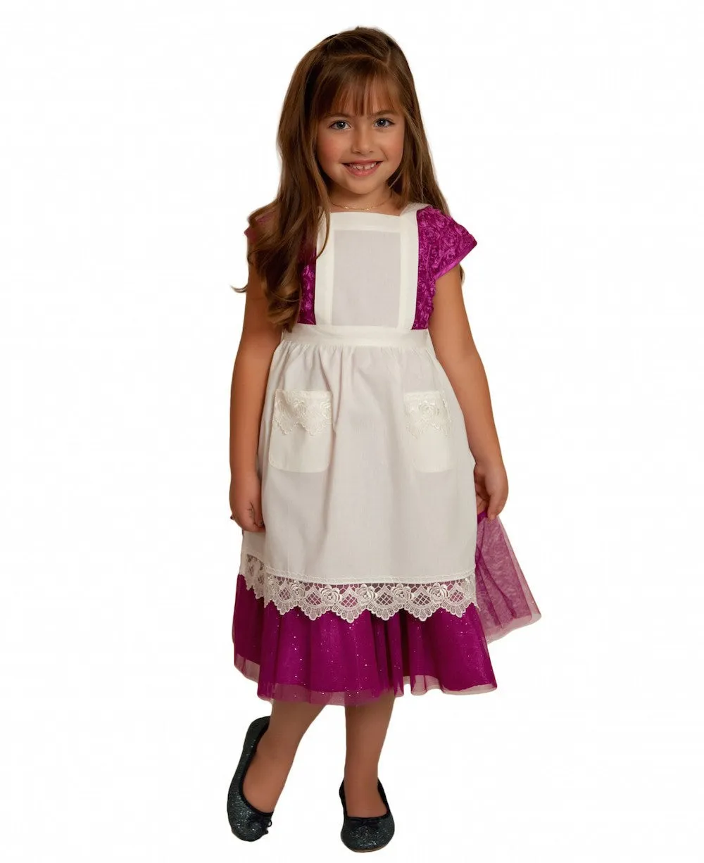 "Maid Costume" White Lace Headband and Youth Off White Full Lace Apron