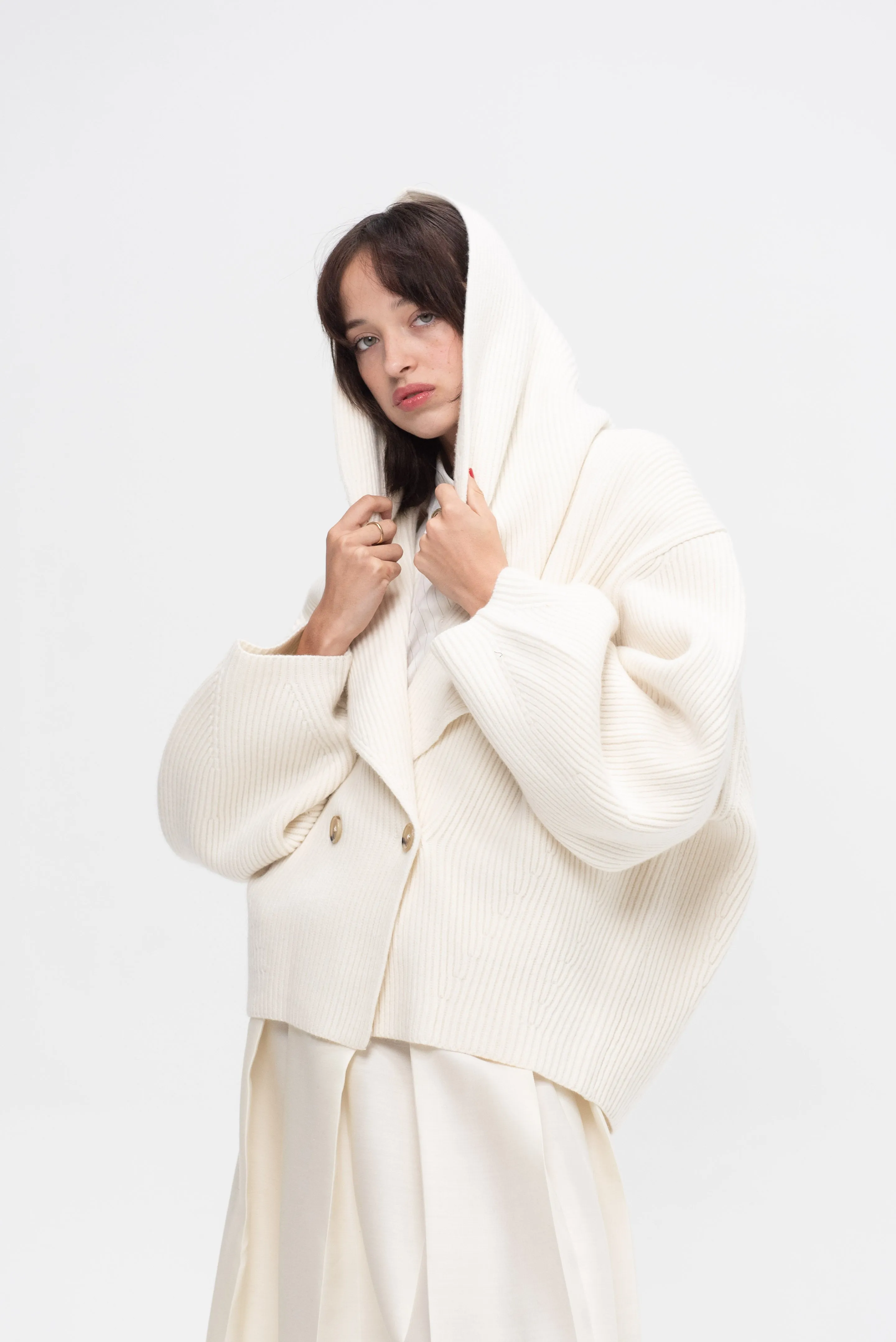 Shawl Lapel Cardigan, Milk