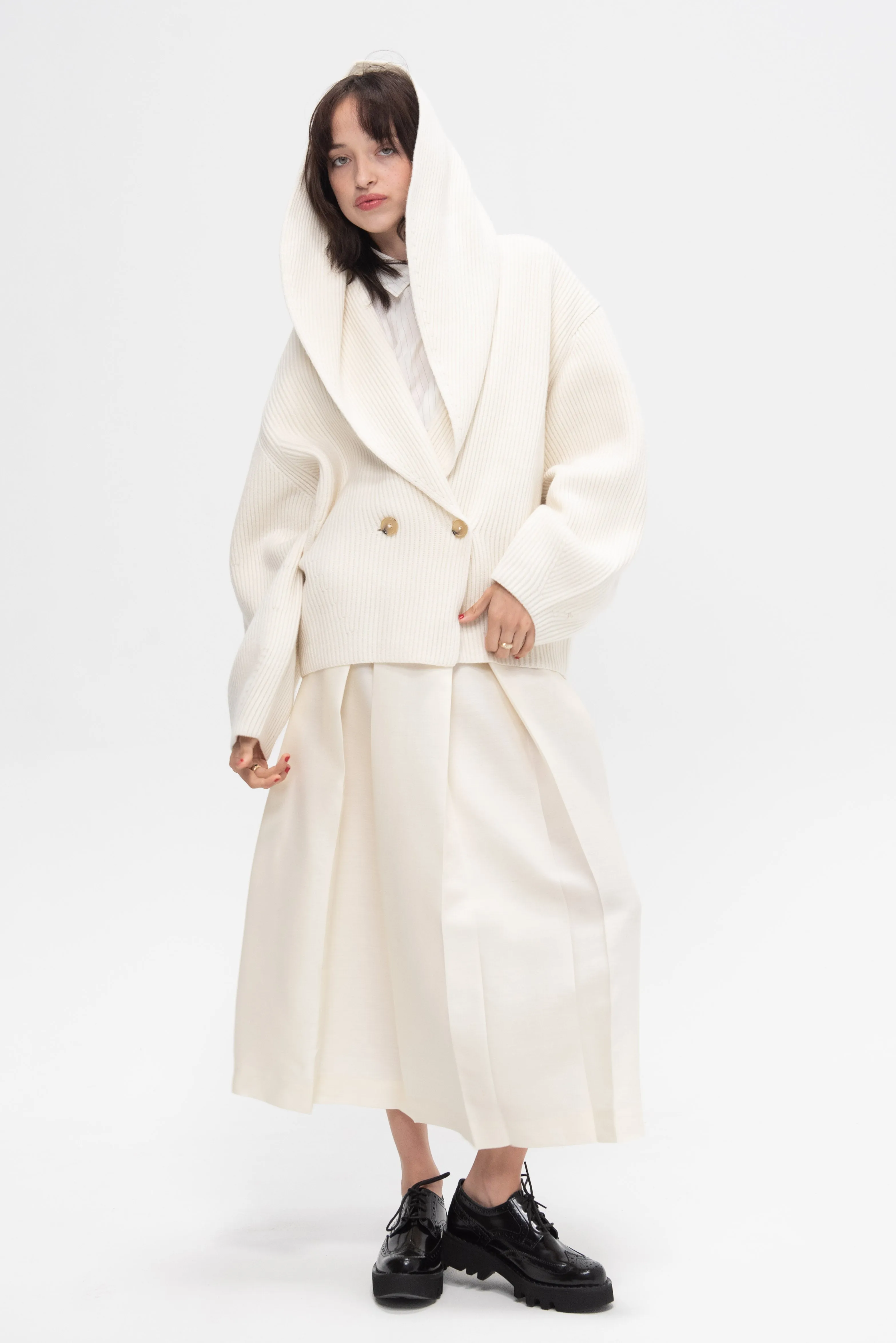 Shawl Lapel Cardigan, Milk