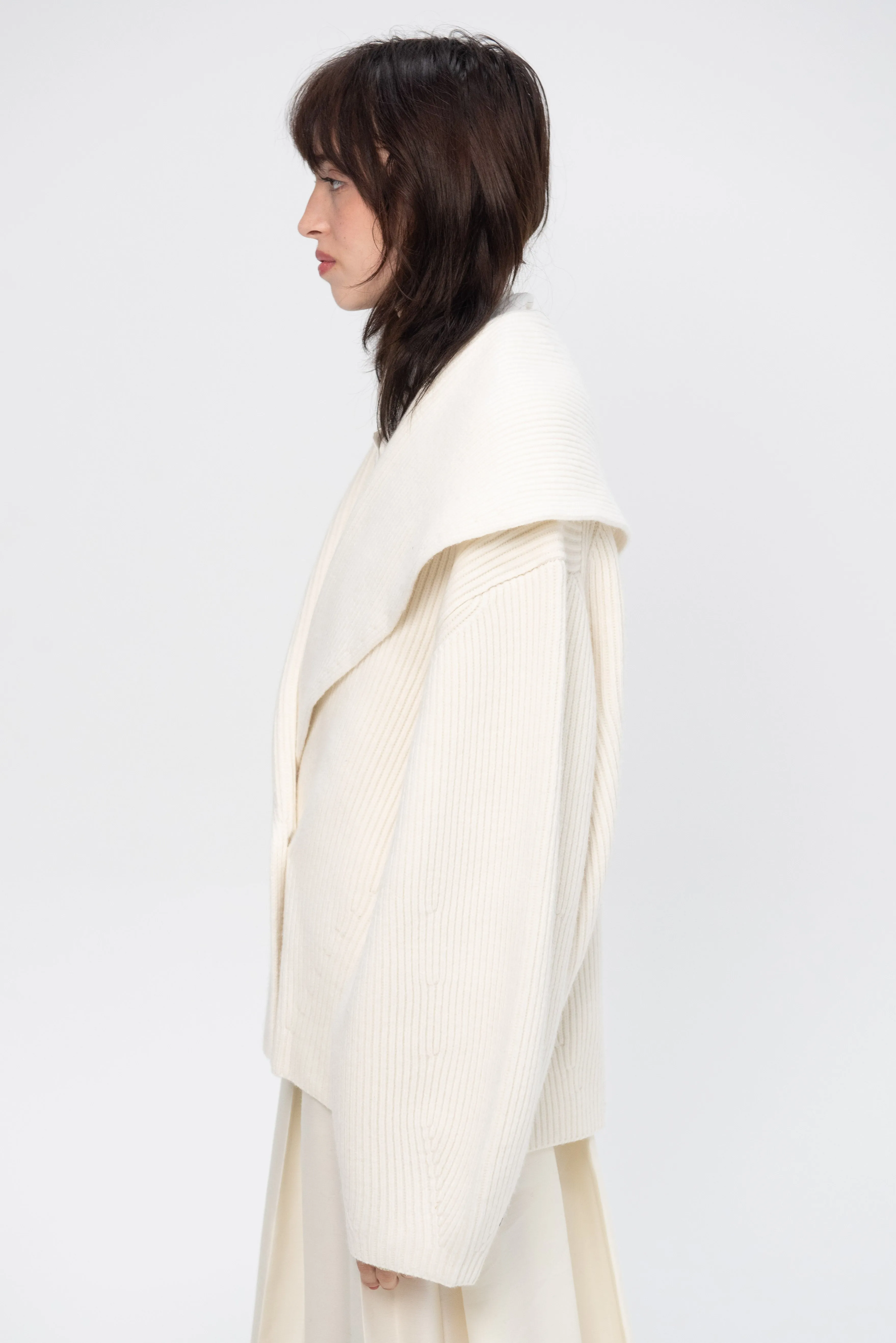 Shawl Lapel Cardigan, Milk