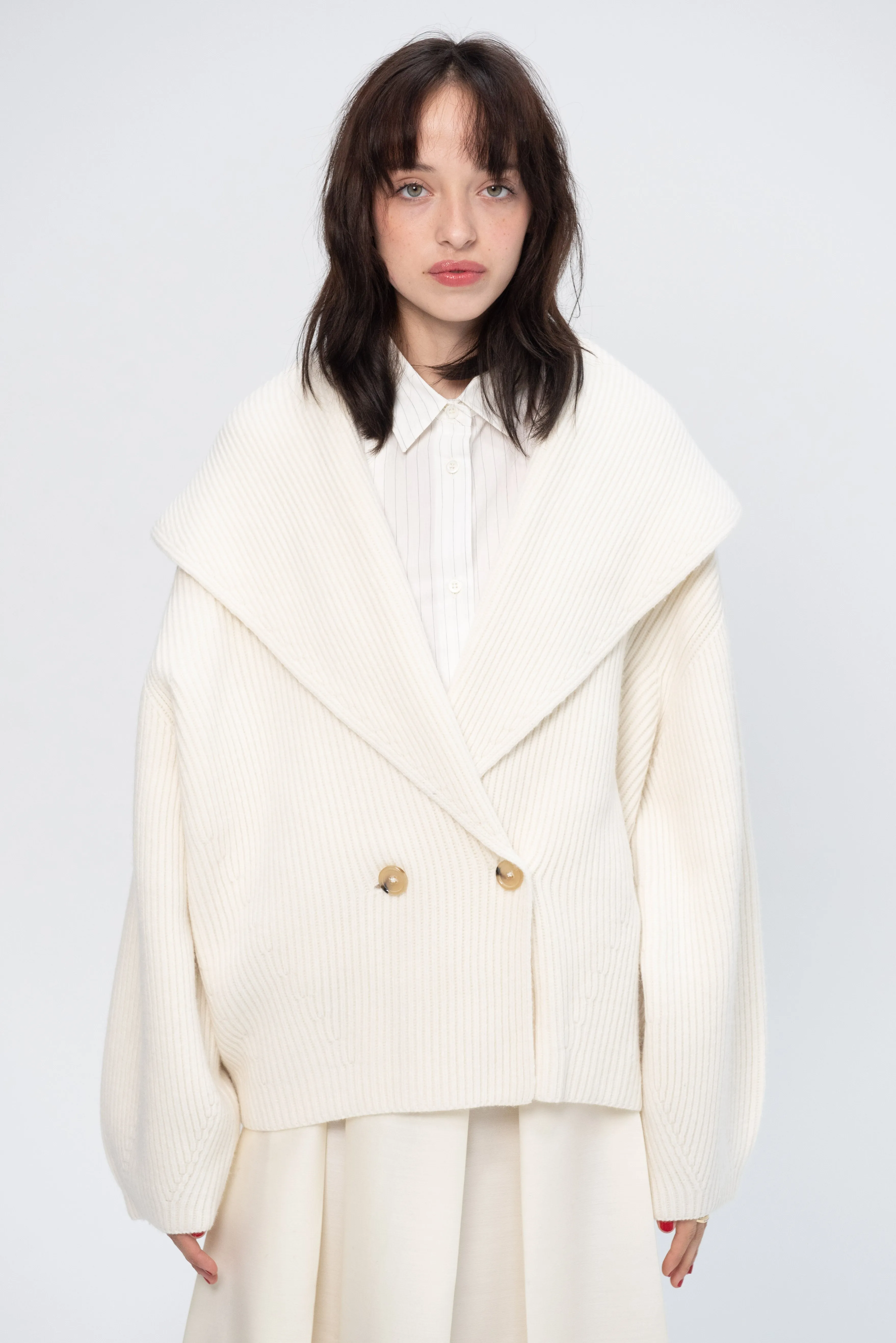 Shawl Lapel Cardigan, Milk