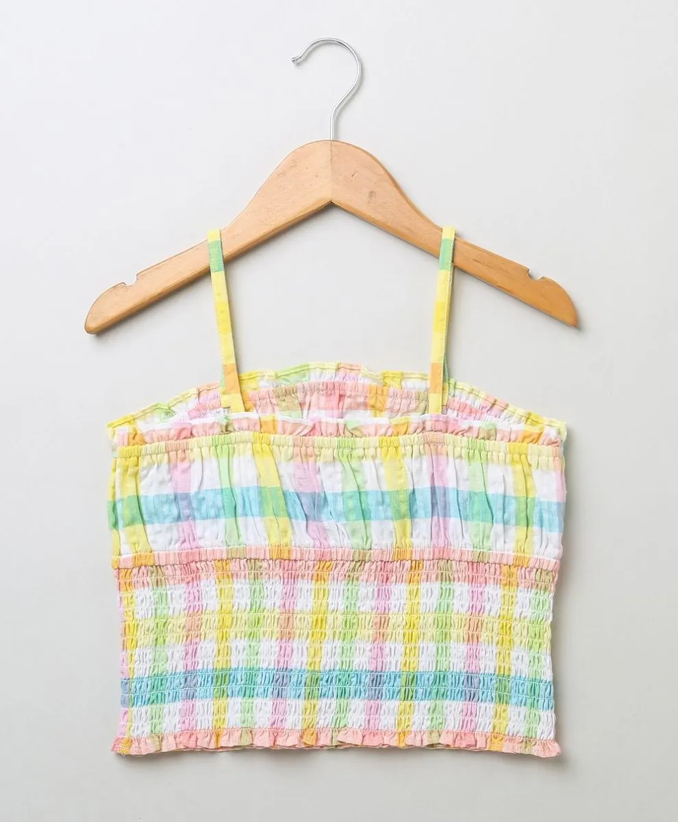 Sweetlime By AS Cotton Checkered Skirt top smoking co-ord set- Multi
