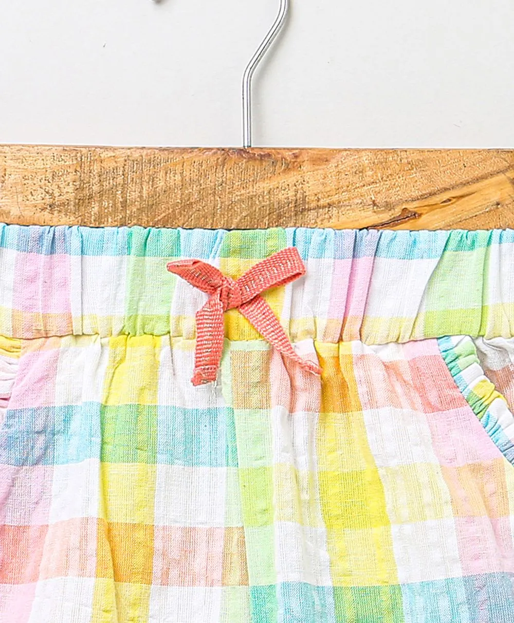 Sweetlime By AS Multi Colour Seersucker Checks shorts- Multi