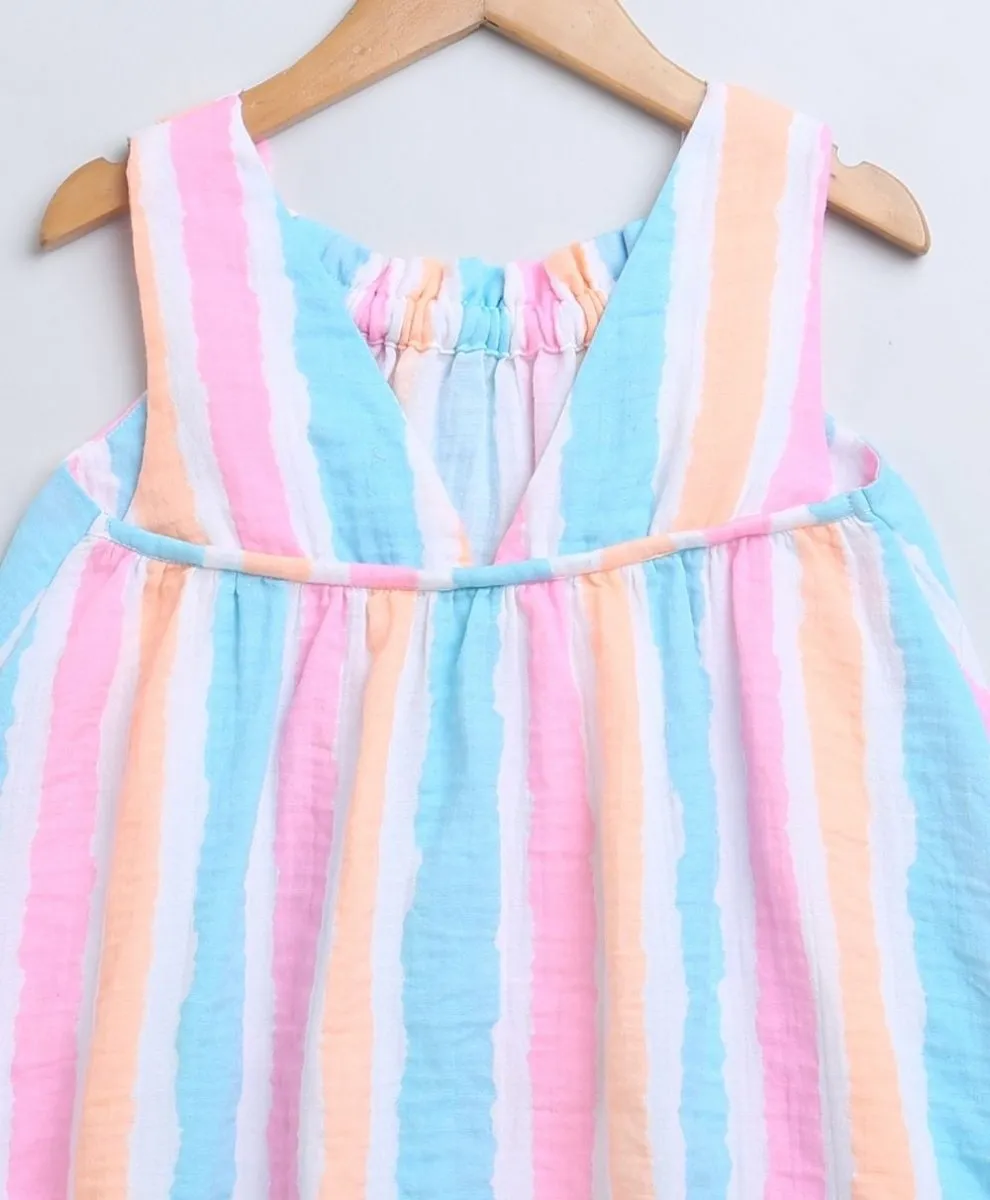 Sweetlime By AS Multicolored Striped Cotton A-line Dress