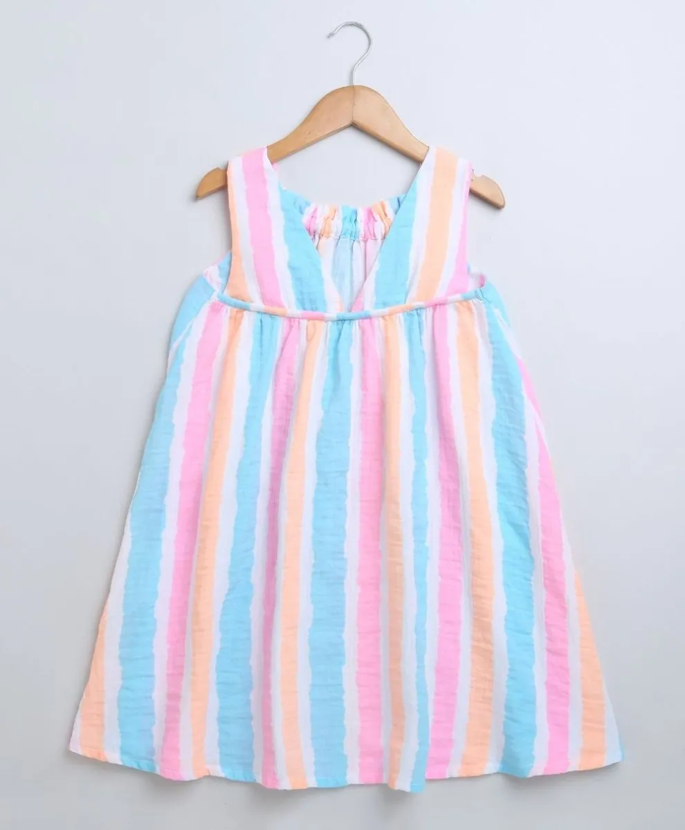 Sweetlime By AS Multicolored Striped Cotton A-line Dress